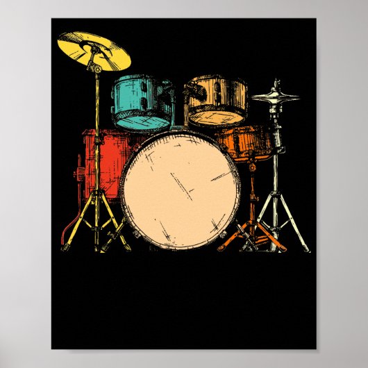 Drumline Drumset Vintag Drummer Poster (Vorne)