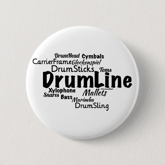 Drumline Word Cloud Black Text Button (Vorderseite)