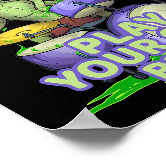 Drummer Alien Tintenfisch Beating Drums Poster (Ecke)