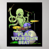Drummer Alien Tintenfisch Beating Drums Poster (Vorne)