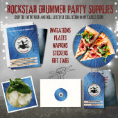 Drummer Beat-tastic Blue Birthday Party Aufkleber