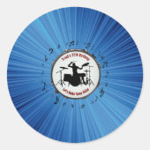 Drummer Beat-tastic Blue Birthday Party Aufkleber (Vorderseite)