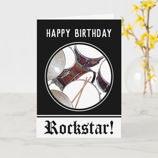 Drummer Birthday Drum Rockstar Musician Drumming C Karte (Gelbe Blume)