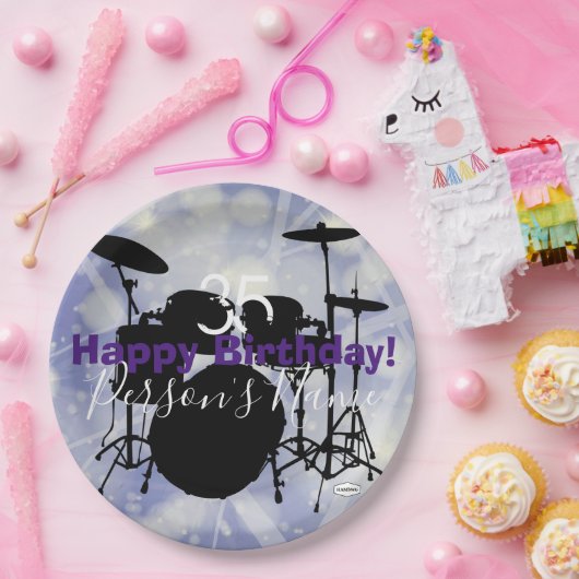 Drummer Birthday Paper Plate HAMbWG Pappteller (Party)