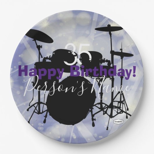 Drummer Birthday Paper Plate HAMbWG Pappteller (Vorderseite)