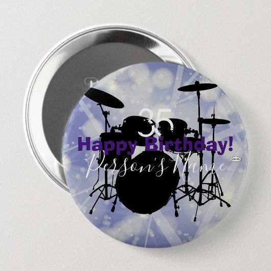Drummer Birthday Thema Button HAMbWG (Vorne & Hinten)