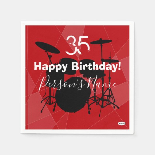 Drummer Birthday Theme Napkin HAMbWG Serviette (Vorderseite)