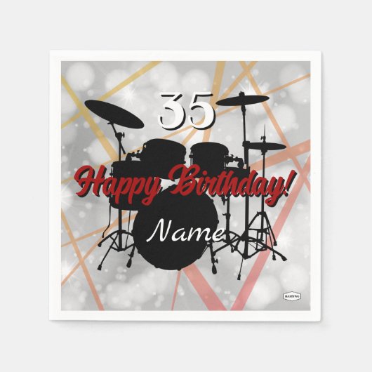 Drummer Birthday Theme Napkin HAMbWG Serviette (Vorderseite)