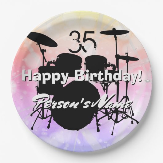 Drummer Birthday Themenpapier Teller HAMbWG (Vorderseite)