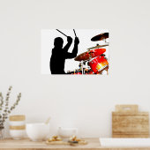 Drummer bleibt in Luft-Schatten-realen Trommeln Poster (Küche)