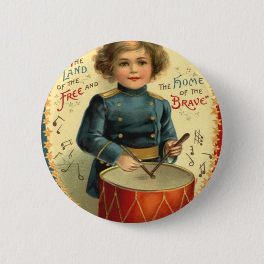 Drummer Boy Star Red White Blue Button (Vorderseite)