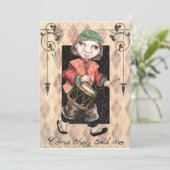 Drummer Boy Weihnachtskarte Feiertagskarte (Stehend Vorderseite)