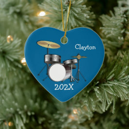 Drummer Boys Personalisiert Weihnachts-Foto Orname Keramik Ornament