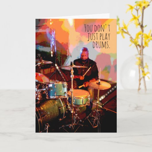 Drummer bringt Herz und Soul in Ihre Musik zum Geb Karte (Gelbe Blume)