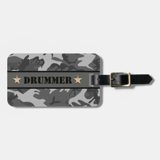 DRUMMER Camouflage Print Snare Drum Drumming Schla Gepäckanhänger (Vorderseite horizontal)