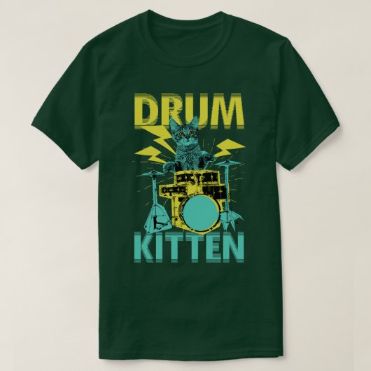 Drummer Cat Drum Kitten T-Shirt (Design vorne)