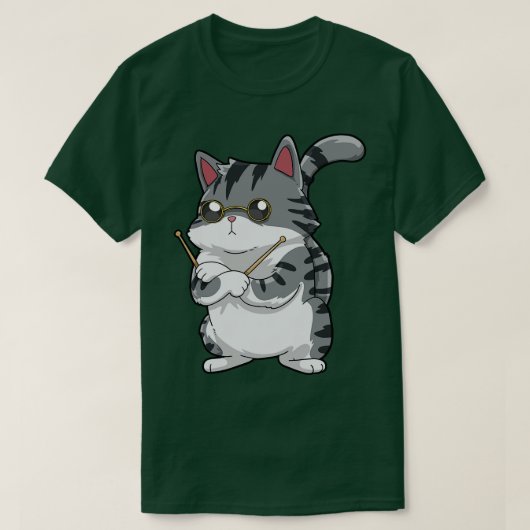 Drummer Cat Drumming T-Shirt (Design vorne)