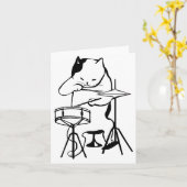 Drummer Cat Drums Musician Rock Jazz Niedlich Karte (Gelbe Blume)