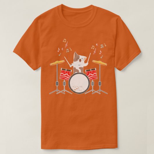 Drummer Cat Drums T-Shirt (Design vorne)