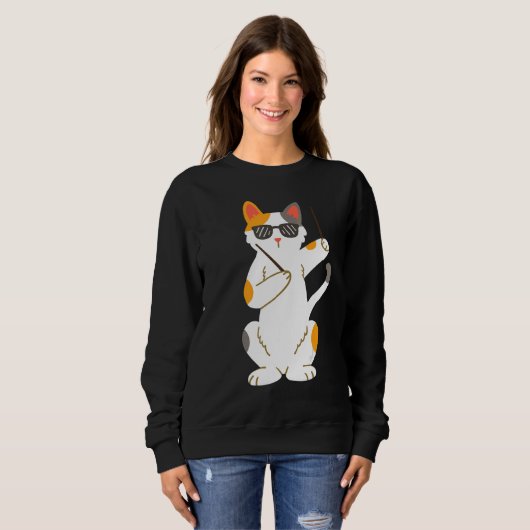 Drummer Cat Drumsticks Drumming Sweatshirt (Vorne ganz)