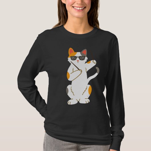 Drummer Cat Drumsticks Drumming T-Shirt (Vorderseite)
