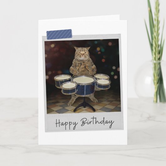 Drummer Cat Funny Birthday Card Karte (Vorderseite)
