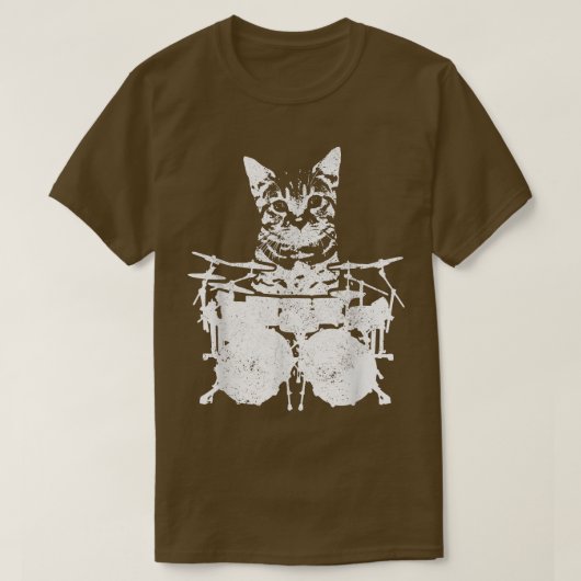 Drummer Cat Funny Niedlich Kitten Rock & Roll Drum T-Shirt (Design vorne)