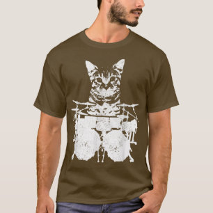 Drummer Cat Funny Niedlich Kitten Rock & Roll Drum T-Shirt
