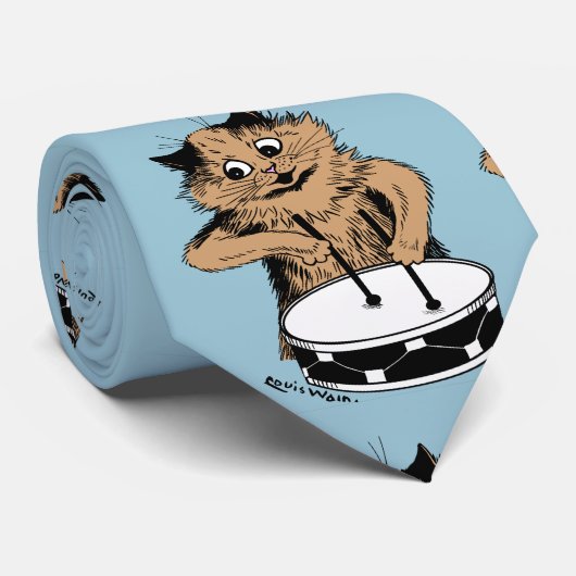 Drummer Cat Louis Wain Krawatte (Gerollt)