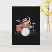 Drummer Cat Music Design Karte (Gelbe Blume)