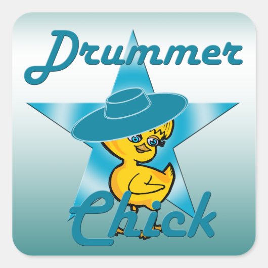Drummer Chick #7 Quadratischer Aufkleber (Vorderseite)