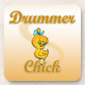 Drummer Chick Getränkeuntersetzer (Vorderseite)