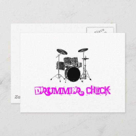 Drummer Chick Postkarte (Vorne/Hinten)