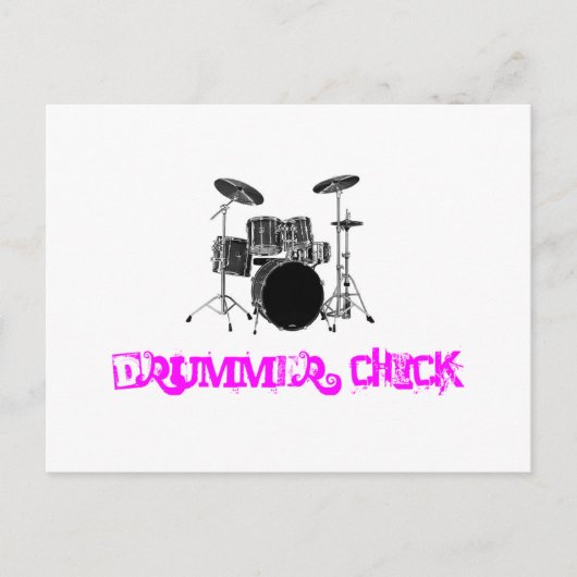 Drummer Chick Postkarte (Vorderseite)