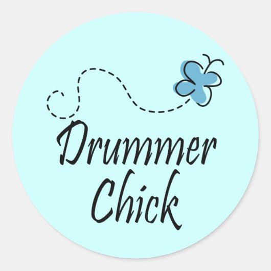 Drummer Chick Runder Aufkleber (Vorderseite)