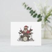 Drummer Christmas Funny Vintage Santa Playing Drum (Stehend Vorderseite)