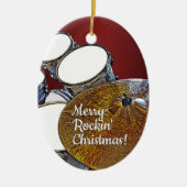 Drummer Christmas Rock & Roll Musician Drum Kit Keramik Ornament (Vorne)