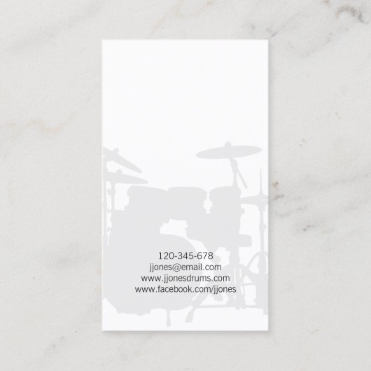 Drummer Cymbals und Toms Magenta Business Card Visitenkarte (Rückseite)