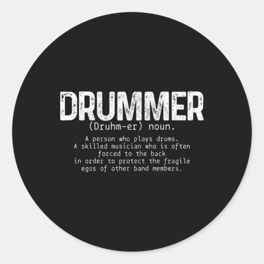 Drummer Definition Trommler Drummer Drummer Runder Aufkleber (Vorderseite)