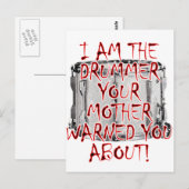 Drummer: Deine Mutter hat dich gewarnt Postkarte (Vorne/Hinten)
