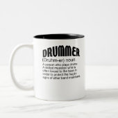Drummer Druhm-er eine Person, die Drum a Geschickt Zweifarbige Tasse (Links)