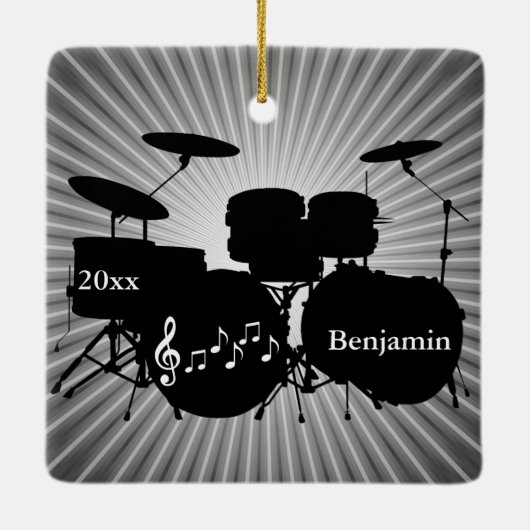 Drummer Drum Set Design Ornament (Rückseite)