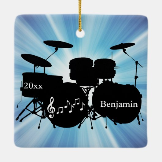 Drummer Drum Set Design Ornament (Rückseite)