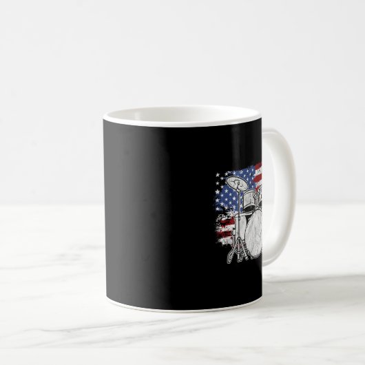 Drummer Drum Set Drums Usa Flag American 4. Ju Kaffeetasse (VorderseiteRechts)