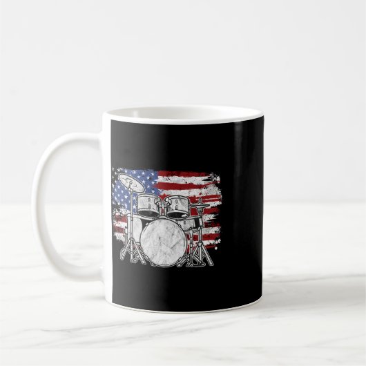 Drummer Drum Set Drums Usa Flag American 4. Ju Kaffeetasse (Links)