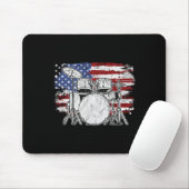 Drummer Drum Set Drums Usa Flag American 4. Ju Mousepad (Mit Mouse)