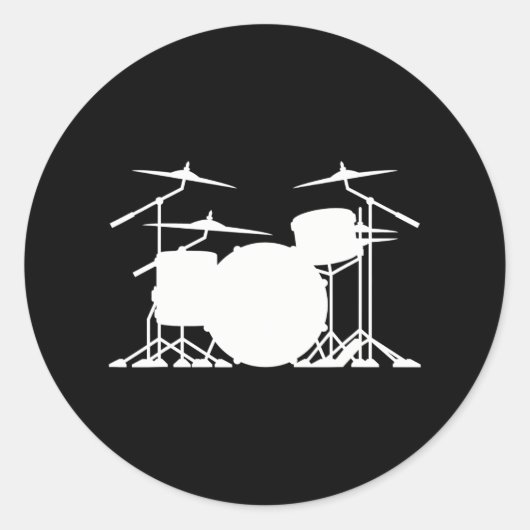 Drummer Drum Set Kit Silhouette Minimalistisch Runder Aufkleber (Vorderseite)