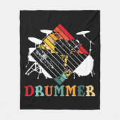 Drummer Drum Set Vintag Retro Geschenk Fleecedecke (Vorderseite)