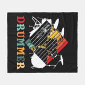 Drummer Drum Set Vintag Retro Geschenk Fleecedecke (Vorderseite (Horizontal))