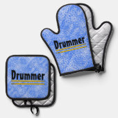 Drummer Drum Sticks Ofenhandschuh & Topflappen-Set (Vorderseite/Rückseite)